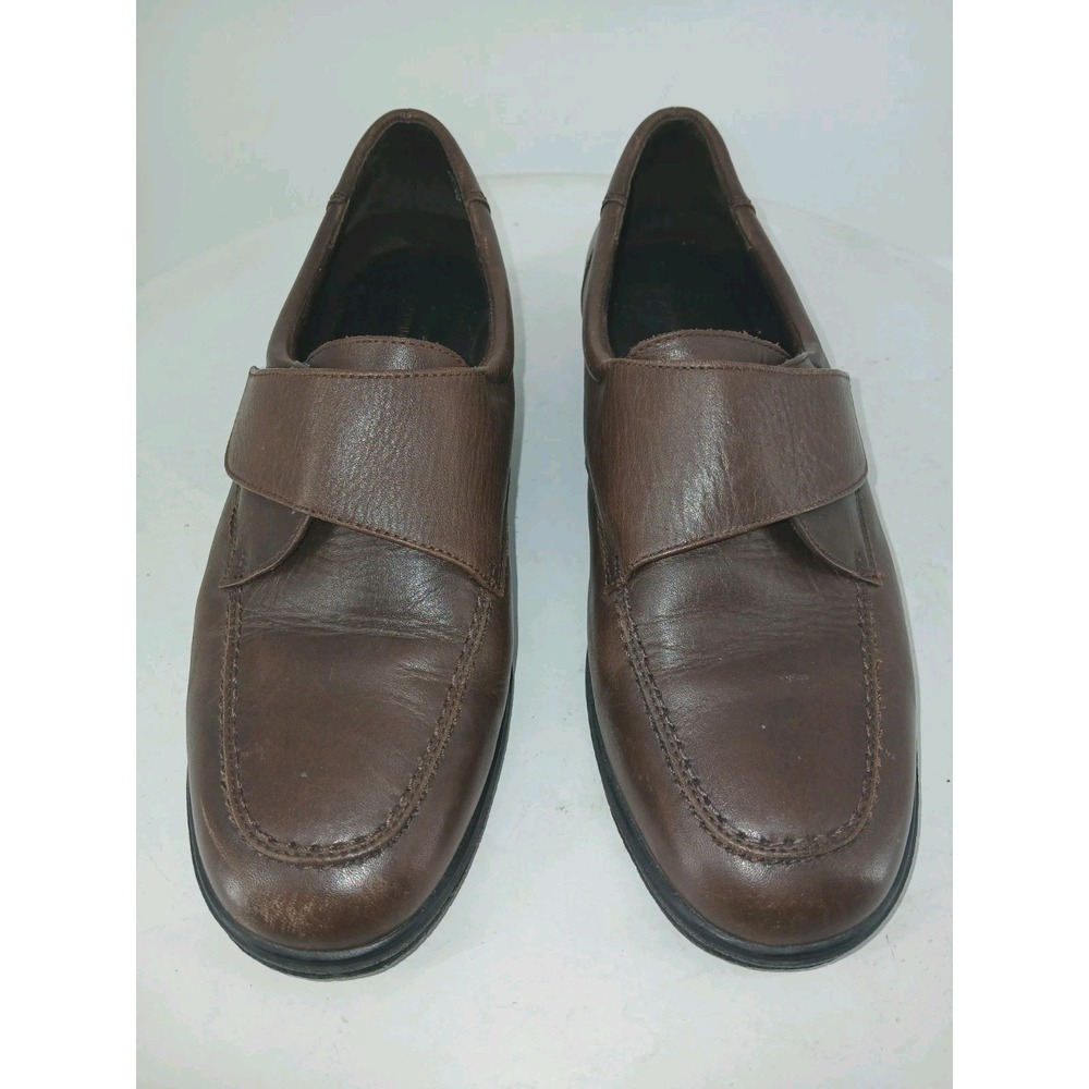I LOVE COMFORT Womens Loafers SZ 9M Brown Leather Flats Slip On Hook & Loop C122